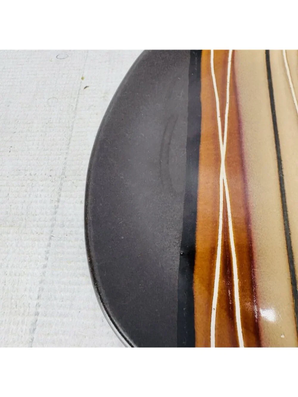 Home Trends BAZAAR BROWN Stoneware Square Emboss Stripe Lunch Salad Plate Set 4